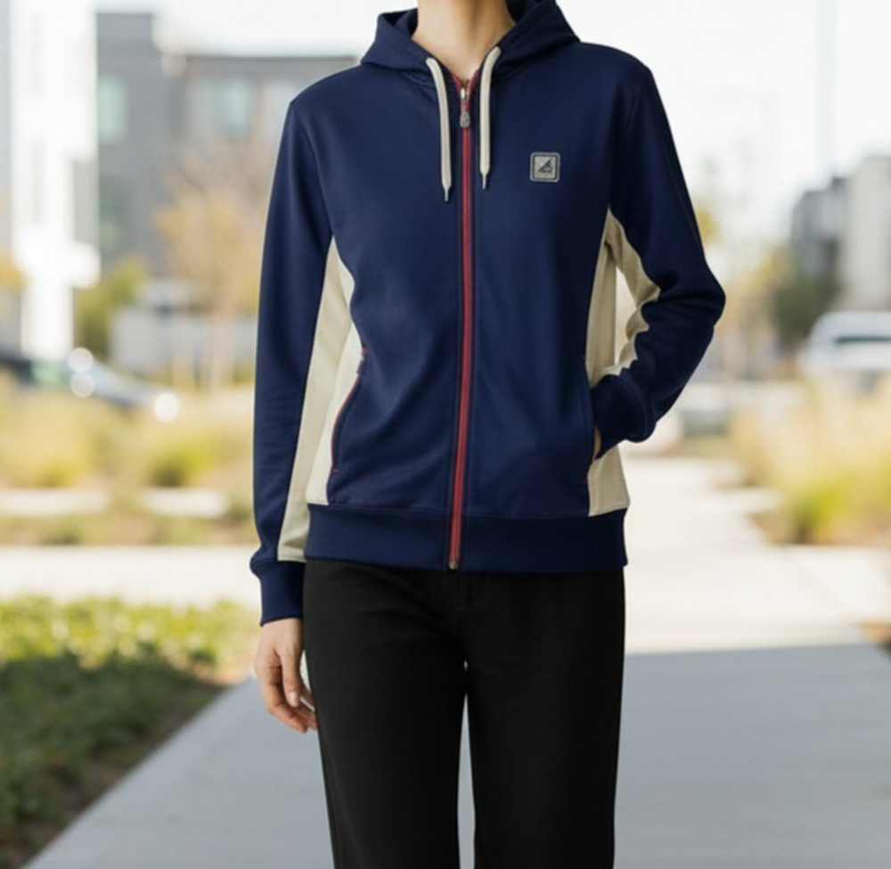Sperry Top-Sider STS35 Women’s Hooded Full Zip Jacket Blue White Large